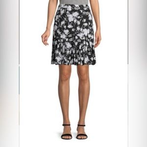 Karl Lagerfeld Floral Black & White Pleated High Rise Skirt Office Wear XS